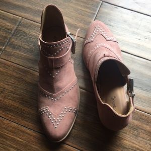Rose colored studded booties